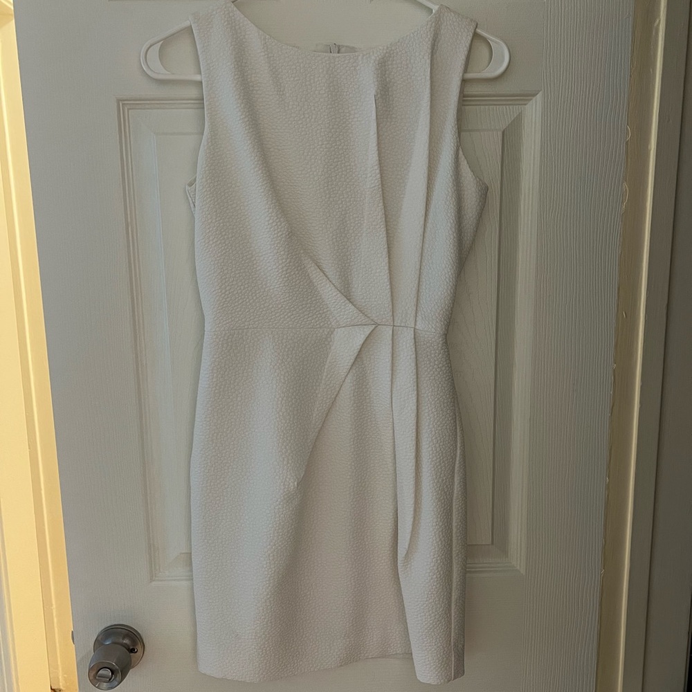 Black Halo White Pebbled Mini Dress